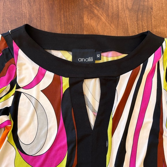 Analili Geometric Print Dress XS | Retro Mod Psychedelic Colorful Shift Dress - Picture 2 of 9